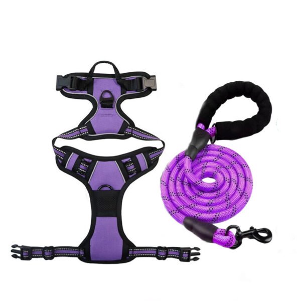 4 Colorful Medium and Large-sized Dog Harness & Leash Set