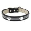 black Personalized Leather Pet Collar with Footprint Accessories