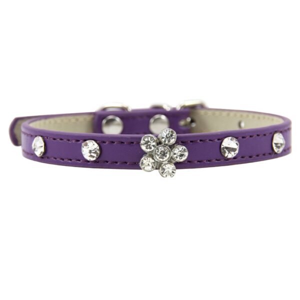 13 (2) Pet Necklace with Floral-shaped Crystal
