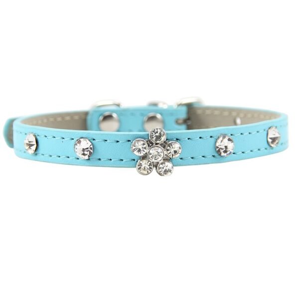13 (4) Pet Necklace with Floral-shaped Crystal