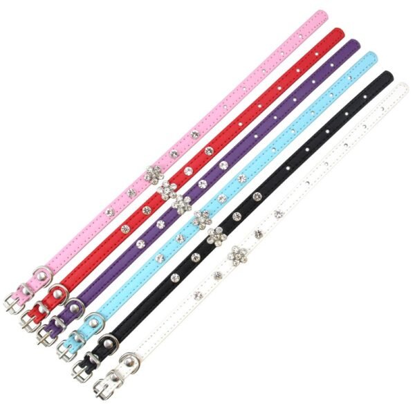 13 (6) Pet Necklace with Floral-shaped Crystal