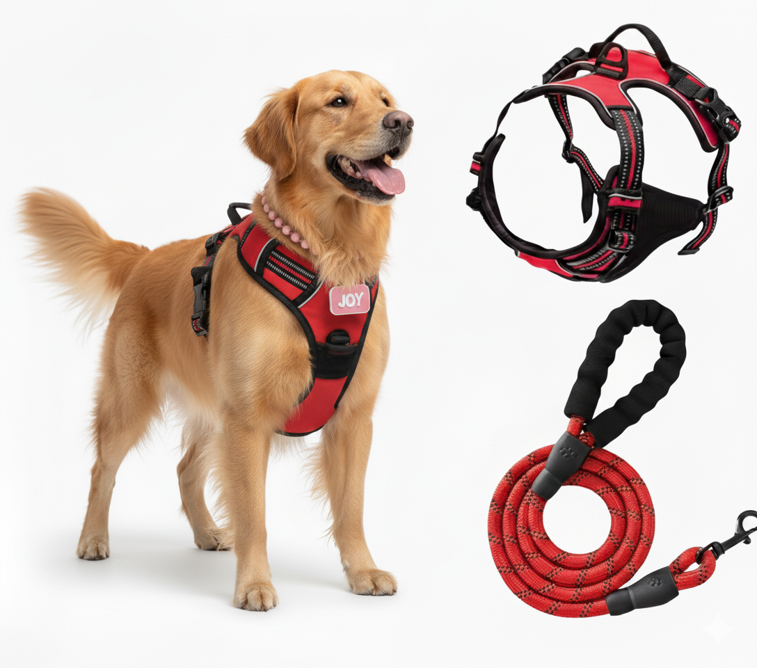 222 Colorful Medium and Large-sized Dog Harness & Leash Set